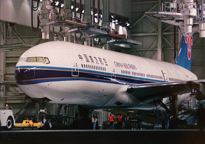 Boeing handout of China Southern's first Boeing 777 on a recent trip to the paint hanger in Everett, Washington. President of Boeing China Michael Zimmerman said a strike by machinists at Boeing in the United States will delay delivery of the first 777 series jets to the crucial Chinese customer China Southern. China Southern will be the first Chinese airline to operate the 777.