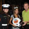 2010 Miss America Caressa Cameron attends Super Bowl XLIV festivities in Miami, and our photographer Tom Donoghue is with her in Florida. Caressa is pictured here with Marine Sgt. Edward Donoghue, Tom's son who is on a brief leave from service in Iraq, and legendary NFL quarterback Joe Montana.