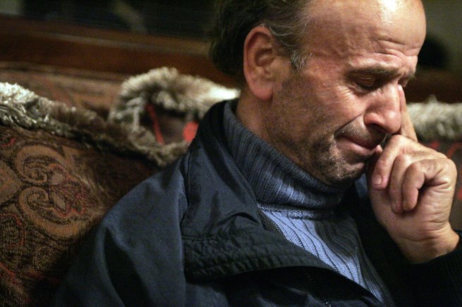 Zyber Selimaj, an Albanian immigrant who makes his living as an ice cream truck driver, cries at his Henderson home while talking about the death of his wife.  Deshira Selimaj was shot and killed by Henderson police Feb. 12 at Sunridge Heights and Pecos Ridge parkways, where her husband had been pulled over in his ice cream truck.