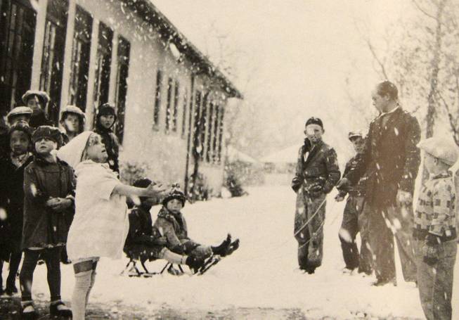 Five-year-old Kathlene Meyers catches flakes during a rare winter snow in Las Vegas in 1930. The last big snowfall came on Jan. 31, 1979 when 7.4 inches accumulated. Normally standing snow only occurs near the valley's neighboring mountains.