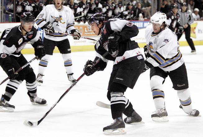 Seitsonen (with puck), who is known in the ECHL for his strong defense, has made some timely offensive plays lately.