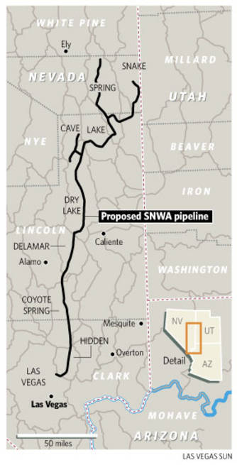 Location of the proposed Southern Nevada Water Authority pipeline. 