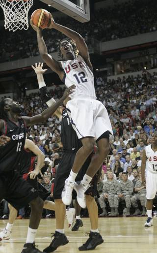 Forward Chris Bosh drives to the basket as the USA Basketball Men's Senior National Team takes on Canada's Senior Men's Team Friday at the Thomas & Mack Center. 