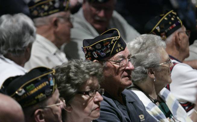 Members of Disabled American Veterans wait for McCain to speak. After his talk, just one of 14 vets interviewed by the Sun said he was a certain supporter of McCain, himself a vet and former war prisoner.