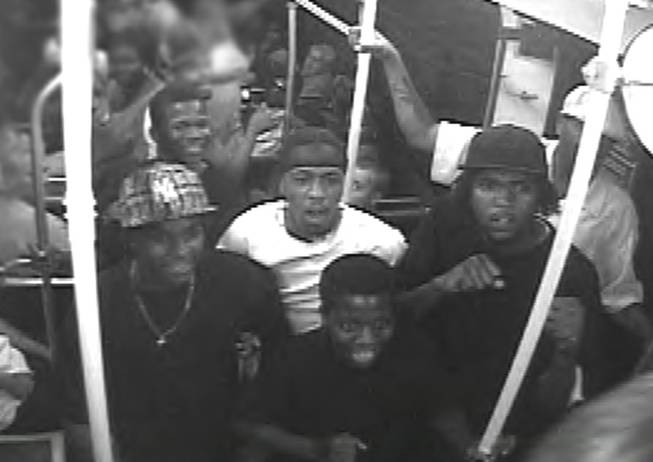 Five men are wanted in connection with a robbery on a CAT bus. 