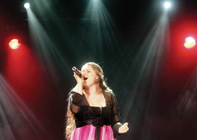 Malia Civetz, a student from Las Vegas Academy, sings her hardest during the sixth annual talent compitition at Suncoast Hotel and Casino.