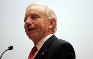 Sen. Joe Lieberman (I-Conn.) campaigns for John McCain at Temple Beth Sholom in Summerlin in September 2008.