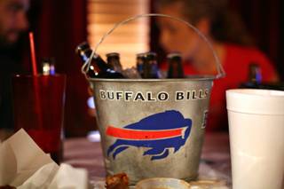 A spirited bucket of beer for Buffalo Bills fans at Johnny Mac's Restaurant & Bar in Henderson for one of the first Buffalo Bills games of the season on Sunday, Sept. 7, 2008. 




