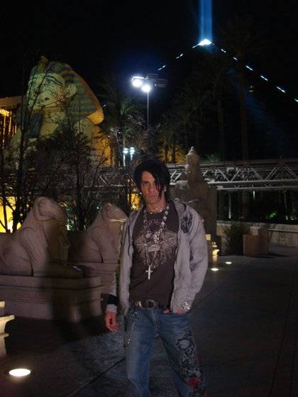 Criss Angel poses in front of the Luxor, home to his production with Cirque du Soleil, Believe.