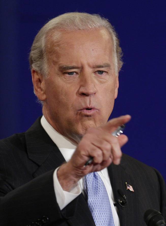 Democratic vice presidential candidate Sen. Joe Biden, D-Del., speaks during a vice presidential debate at Washington University in St. Louis, Mo., Thursday, Oct. 2, 2008.