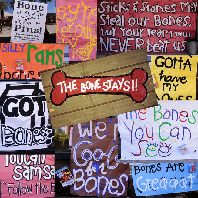 Las Vegas High School is all ready for the bone game versus Rancho this weekend. The winner of the game gets the infamous Herk's Bone. (Photo Collage) 