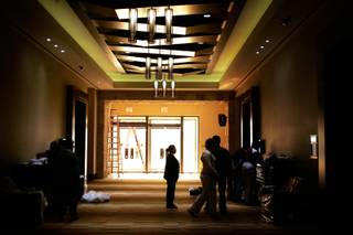 Employees begin preparing for opening day in the meeting room area of Aliante Station Casino and Hotel in North Las Vegas. Aliante Station is set to open Nov. 11. 