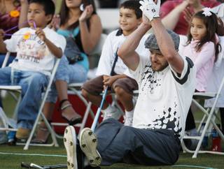 Justin Timberlake hosts a golf clinic for children at the Justin Timberlake Shriners Hospitals for Children Open golf tournament at TPC Summerlin in Las Vegas on Saturday, Oct. 18, 2008.