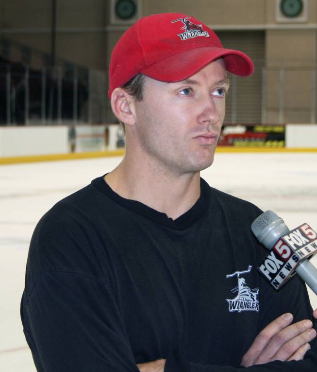 Las Vegas Wranglers' head coach and general manager Glen Gulutzan ponders the answer to a question during the Wranglers media day at the Orleans Arena on Oct. 20.