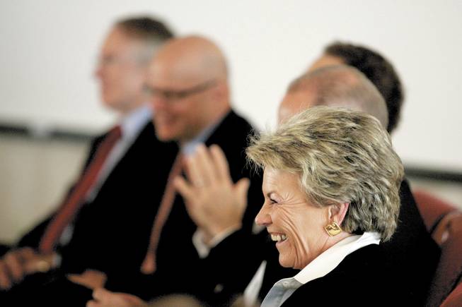 Pat Mulroy, general manager of the Southern Nevada Water Authority, attended the event to promote an idea she has for securing the West's water future. She advocates building reservoirs to accumulate Midwest flood water and eventually route it back to drier parts of the country. 