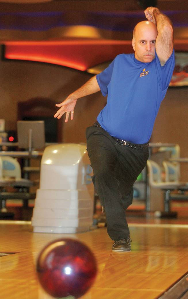 Professional bowler, Erik Forkel bowls a few rounds on Oct. 15 to practice for an upcoming tournament at Sunset Station Strike Zone.  

