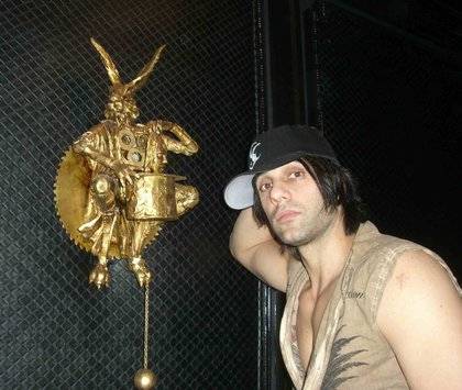 Criss Angel with Lucky the Rabbit.