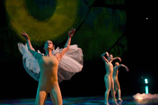 Emily Tedesco, a new member of the Nevada Ballet's corps, dances in "Of One," choreographed by her colleague, soloist Jared Hunt. Another performance of "A Choreographer's Showcase" is set for Sunday. 