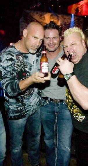 Bill Goldberg, Jason Giambi and Brian Knobbs at Wasted Space at the Hard Rock Hotel.