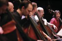 The Las Vegas Philharmonic's bass section rehearses last year in a session led by music director David Itkin at UNLV's Artemus Ham Hall.