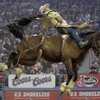 Chris Harris, of Itasca, Texas, competes during the first go-round of bareback riding at the National Finals Rodeo at the Thomas & Mack Center in Las Vegas, Thursday, Dec. 4, 2008.