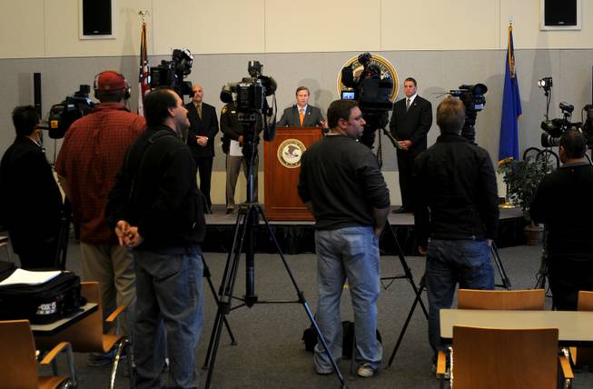 Press conference at the Lloyd D. George United States Courthouse in Las Vegas is held in regards to the two-year long investigation of federal credit card fraud and identity theft crimes. 
