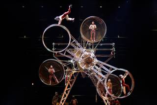 The Wheel of Death act is performed during Cirque Du Soliel's 