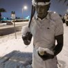 Snow from a freak storm that swept through the valley covers a statue at Green Valley and Wigwam parkways.
Snow from a freak storm that swept through the valley covers a statue at Green Valley and Wigwam parkways.