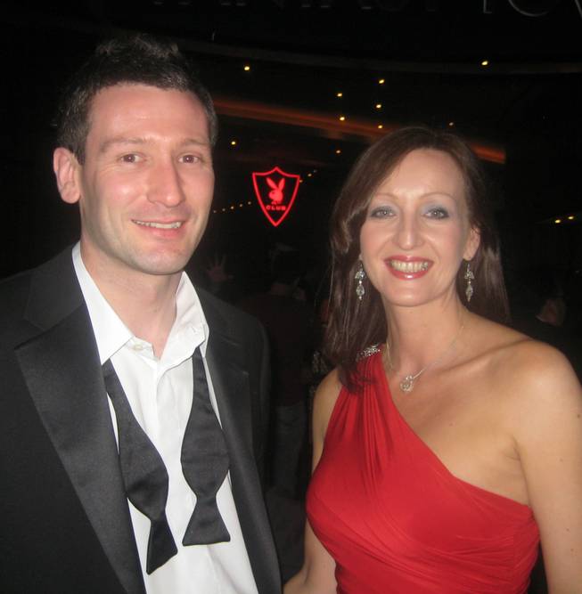 <p>9:30 p.m.: Andrew Moss, left and Tracey Martin, right, flew to Las Vegas from West Yorkshire, England, to celebrate New Year's Eve at the Playboy Club. They lined up early to ensure they made the most of the party.</p>
<p>"We both worked last year so this year we wanted to do something a bit special," Moss said.</p>
<p>He and Martin both work as police officers back home.</p>
<p>They booked their two-week getaway online and plan to do a lot while in town. In addition to New Year's Eve at the Palms and a handful of shows, the pair also have planned a trip to the Grand Canyon.</p>