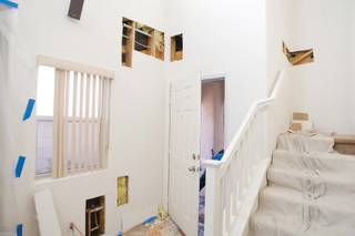 A Silverado Ranch home shows signs of plumbing work in progress.