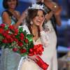 Miss Indiana Katie Stam reacts after being crowned the 2009 Miss America during the 2009 Miss America Pageant at Planet Hollywood in Las Vegas.