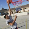 Liberty Baptist Academy student Mikel Simmons Jr. attempts a slam dunk during practice. He averages nearly 18 points and 17 rebounds per game. Liberty Baptist Academy student Mikel Simmons Jr. attempts a slam dunk during practice. He averages nearly 18 points and 17 rebounds per game.