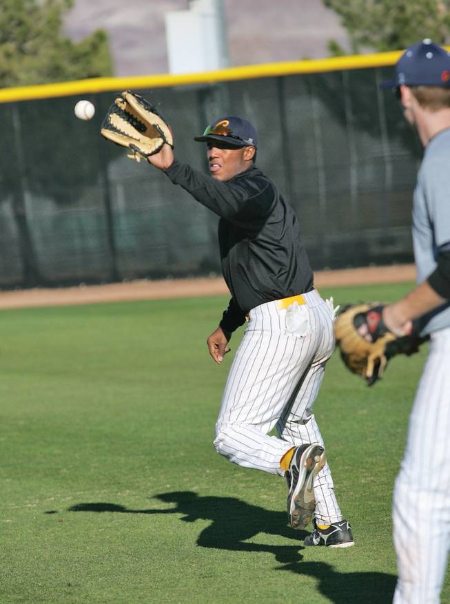CSN freshman Marvin Campbell practices at CSN's Morse Stadium in Henderson.