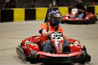 Kurt Busch races during the Sprint for Kids Challenge held at Pole Position Raceway in Las Vegas on Feb. 26, 2009. Busch and other NASCAR celebrities participated in the team endurance kart race to benefit the Kurt Busch Foundation.