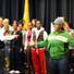 Buyi Zama-Rafiki sings the "Circle of Life" with cast members during a rehearsal of "The Lion King" on Monday. 