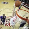 Utah center Luke Nevill dunks against TCU at the Mountain West Conference Basketball Championships Thursday, March 12, 2009.  Utah won the game 61-58 on a last-second three point shot. 