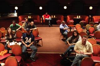 Students listen to instructor Mick Lazinski on the first night of Bonkerz Comedy School at Palace Station in Las Vegas on Thursday, March 12, 2009.
