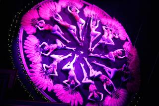 The showgirls are reflected in a mirror during a performance of Folies Bergere at the Tiffany Theatre inside the Tropicana Monday, March 23, 2009. Folies Bergere's last show will be Saturday, March 28, 2009.