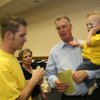 Henderson mayoral candidate Andy Hafen holds his grandson, Logan, as he talks to his son Andrew about election results Tuesday during his campaign's party at the Henderson Convention Center. Henderson mayoral candidate Andy Hafen holds his grandson, Logan, as he talks to his son Andrew about election results Tuesday during his campaign's party at the Henderson Convention Center.