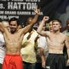 Photo: Manny Pacquiao, left, of the Philippines and Briti Photo: Manny Pacquiao, left, of the Philippines and Briti