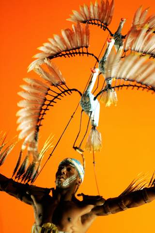A dancer representing birds performs during a media run through of selected scenes from the new production of 