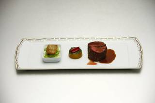 Elimination Challenge Winning Dish by Kevin: Confit of Lamb Saddle with Baked Asparagus and Sherry Glazed Beets