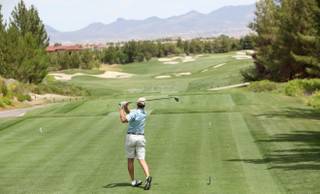 UNLV head coach Lon Kruger golfs at the Southern Highlands Golf Club Monday for the Coaches vs. Cancer Las Vegas Golf Classic.