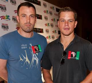 Ben Affleck and Matt Damon arrive at the Ante Up for Africa Poker Tournament at The Rio in Las Vegas on July 2, 2009.  