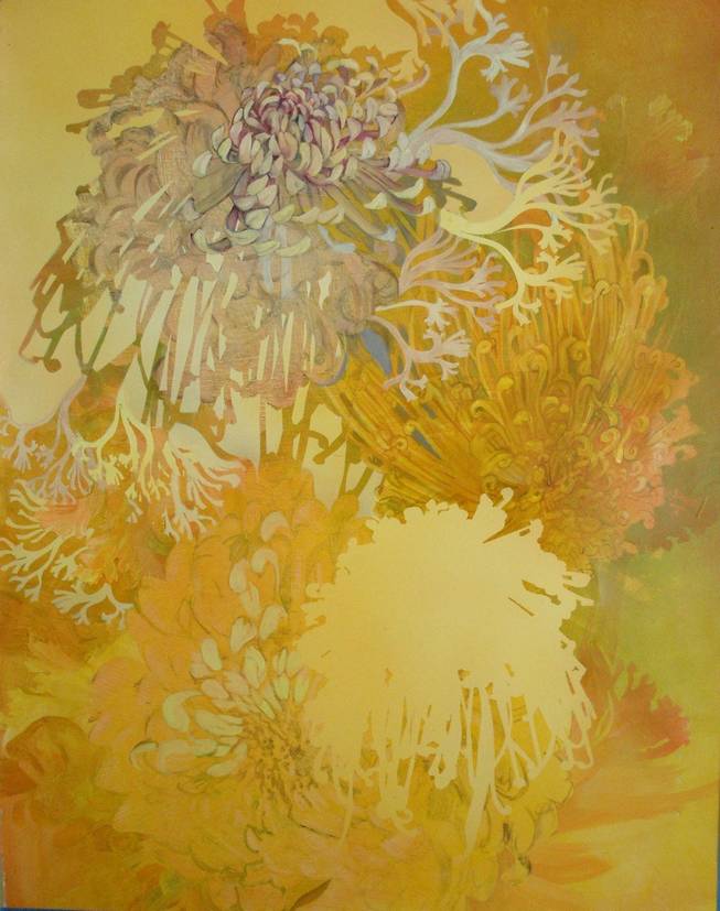 "Untitled,"  22-by-30 inches, oil on paper, a collaboration by Mary Warner and Helga Watkins.