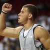 No. 1 overall pick Blake Griffin of the Los Angeles Clippers pumps his fist in celebration during a break in the action Monday night at the Thomas & Mack Center. The Oklahoma product registered 27 points and 12 rebounds in his pro debut at the NBA summer league.