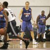 Former UNLV guard Wink Adams (3) defends in the closing moments of New York's 96-73 loss to Detroit on Wednesday afternoon in NBA summer league play. Adams went scoreless with 2 rebounds and an assists in 7 minutes of play for the Knicks.