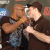 UFC competitors Anderson Silva (left) and Forrest Griffin (right) pose together following the press conference in advance of Saturday's card at the Wachovia Center.