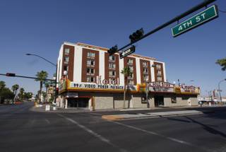 A view of the Gold Spike hotel-casino in downtown Las Vegas Monday, Aug. 17, 2009. The Siegel Group has been renovating the hotel as well as the nearby Travel Inn. 