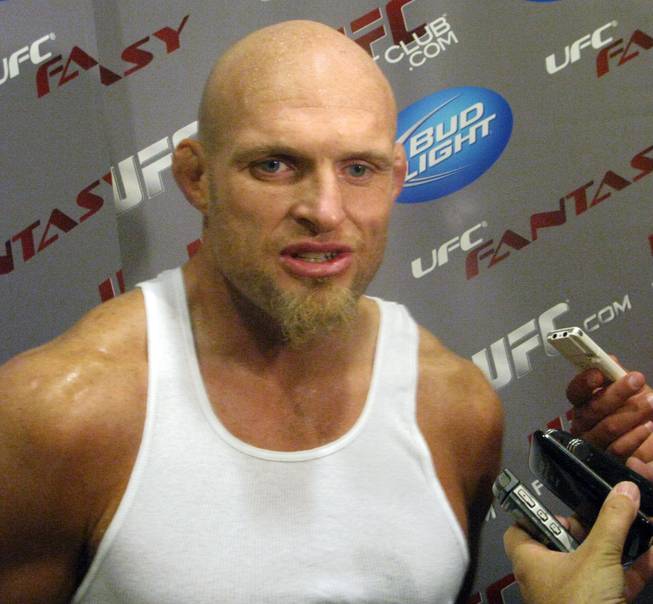 Keith Jardine talks with media members during a workout Wednesday, August 26, 2009 at the Portland Marriott Downtown Waterfront in Portland, Ore. Jardine takes on Thiago Silva at UFC 102 Saturday night at the Rose Garden Arena.